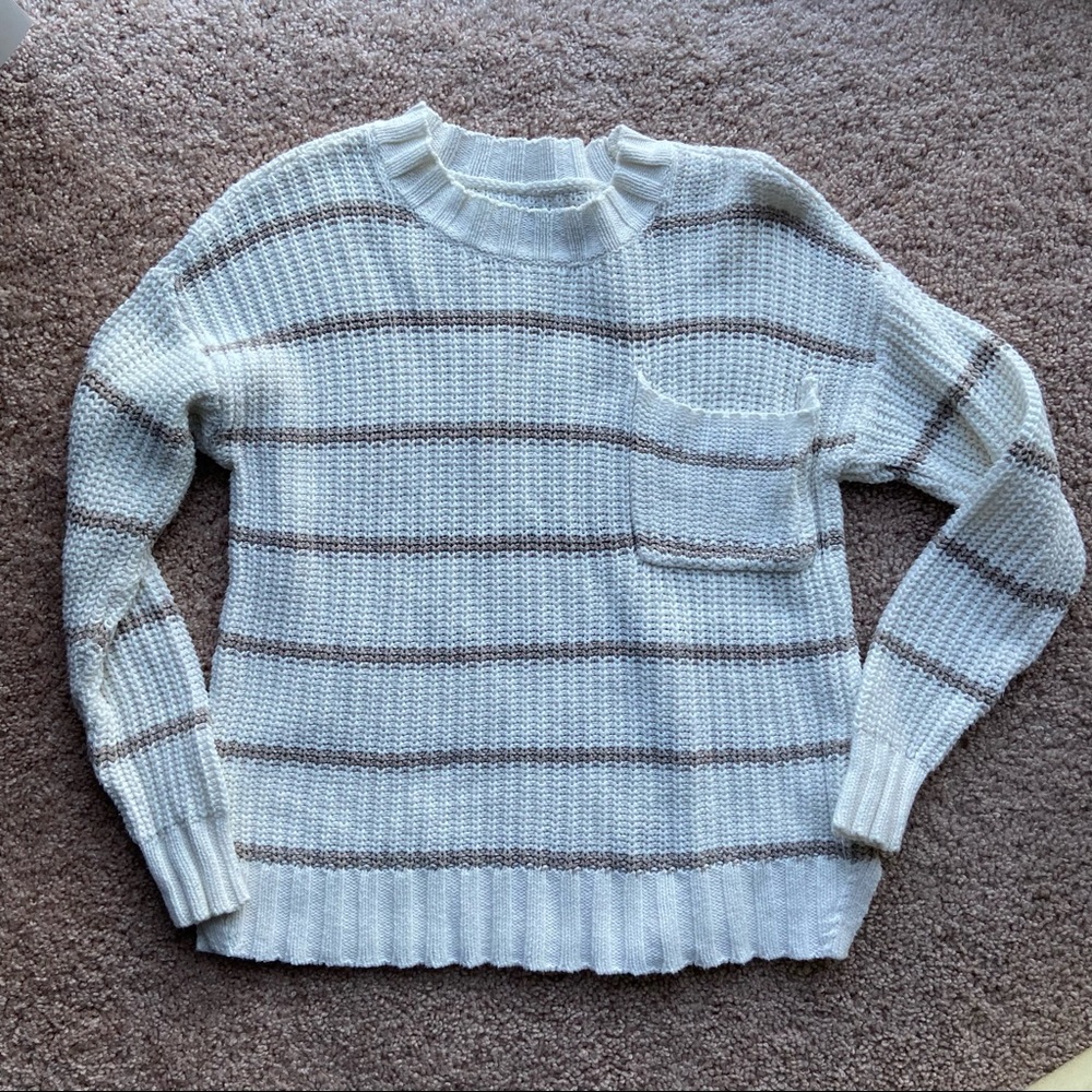 American Eagle Neutral Striped Sweater
